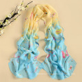 2017 new design high quality mixed color long style butterfly pattern polyester scarf wholesale